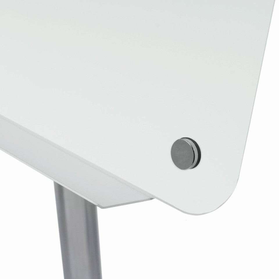 Vizual Magnetic Glass Mobile Easel with Chrome Frame | OS4850MGWH