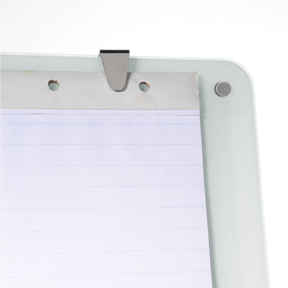 Vizual Magnetic Glass Mobile Easel with Chrome Frame | OS4850MGWH