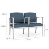 Lesro Amherst Steel 2 Seats w/Center Arm | AS2103