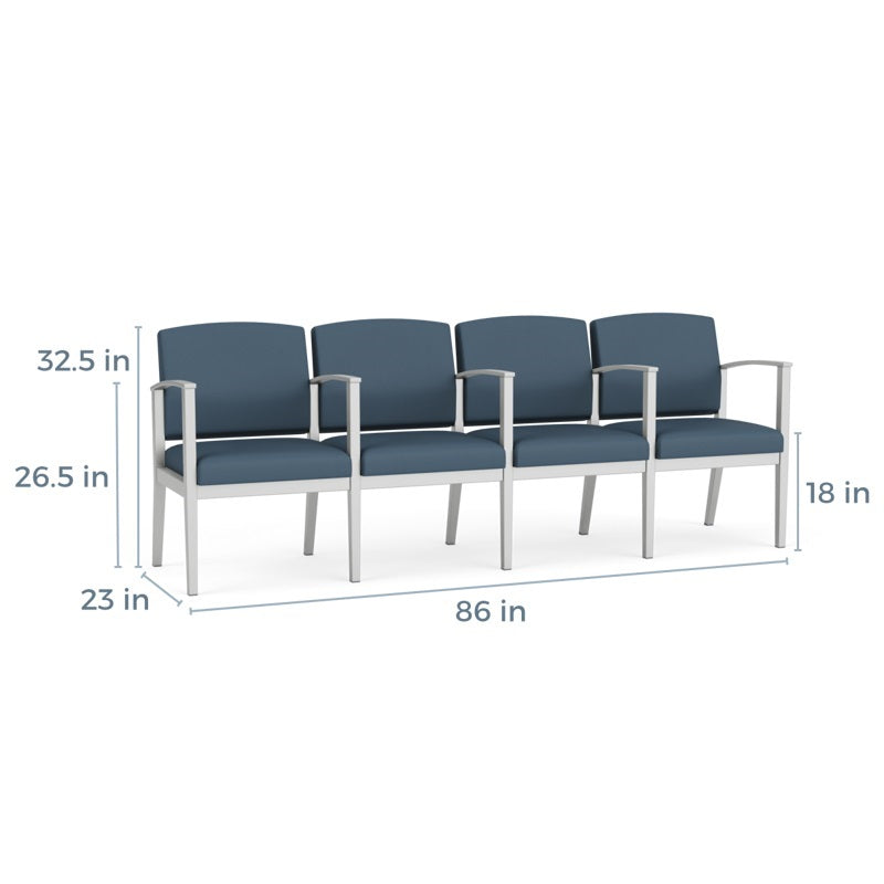 Lesro Amherst Steel 4 Seat Sofa w/Center Arms | AS4103