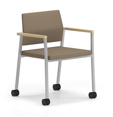 Lesro Avon Armless Guest Chair - Upholstered Seat - Laminate Back w/Casters | AV1142C