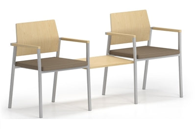 Lesro Avon 2 Chairs w/Connecting Center Table - Upholstered Seat - Laminate Back | AV2241