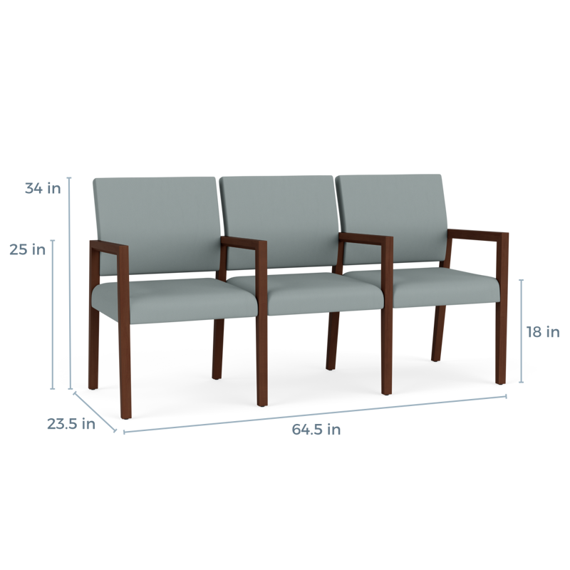 Lesro Brooklyn 3 Seat Sofa W/Center Arms | BK3103
