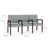 Lesro Brooklyn 3 Seat Sofa W/Center Arms | BK3103