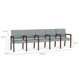 Lesro Brooklyn 5 Seat Sofa W/Center Arms | BK5101