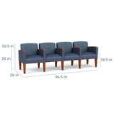 Lesro Belmont 4 Seats w/ Center Arms | BL4103