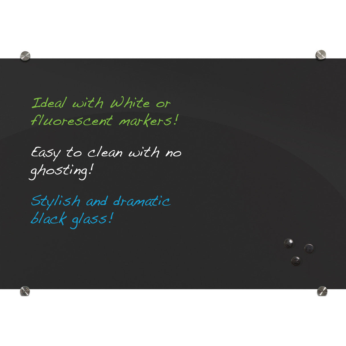 OS Black Magnetic Glass Dry Erase Board - 24"W x 36"H