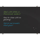 OS Visionary Black Magnetic Glass Dry Erase Board - 72"W x 48"H