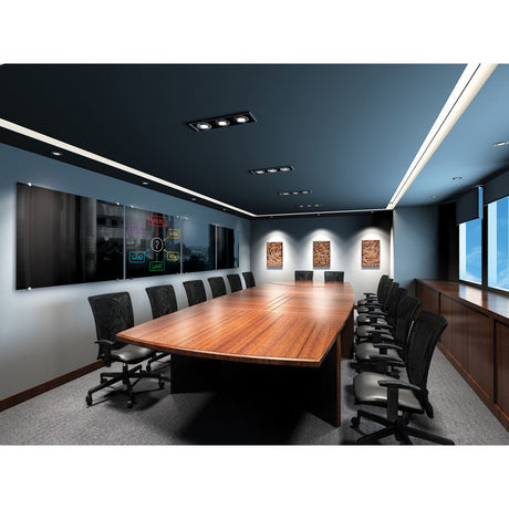 OS Visionary Black Magnetic Glass Dry Erase Board - 72"W x 48"H