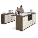 Workstation Storage Cabinet with Open Compartments and 2 Doors (Without Top) | 3MM1671