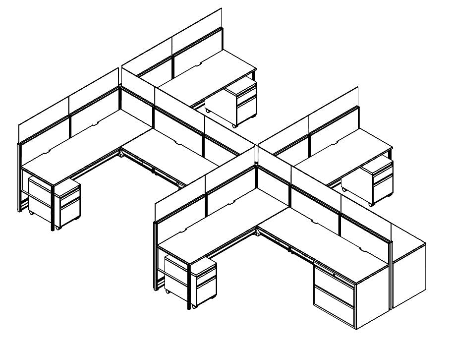 Compile 4 Person 54"H 6' x 8' Workstation Typical | CMQS517