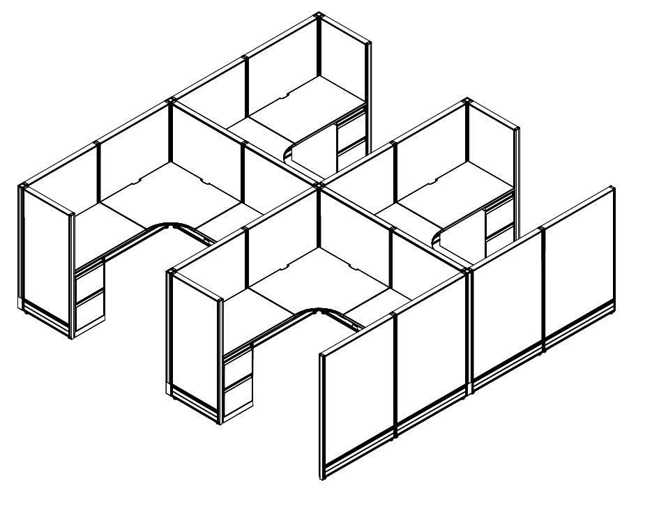 Compile 4 Person 54"H 6' x 6' Workstation Typical | CMQS543