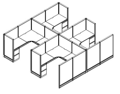 Compile 4 Person 54"H 6' x 6' Workstation Typical | CMQS543
