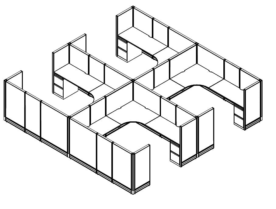 Compile 4 Person 54"H 8' x 8' Workstation Typical | CMQS546