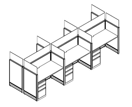 Compile 6 Person 54"H 2' x 4' Workstation Typical | CMQS567-W