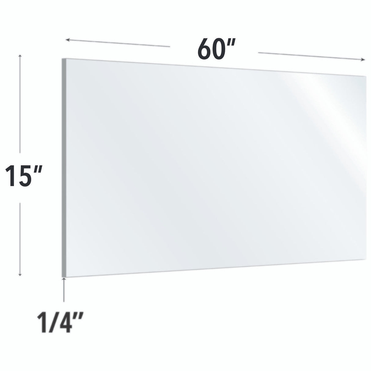 SafeGuard Barrier Clear Acrylic Screen with Square Edges - 60"W x 15"H | ACRV1560C