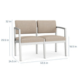 Lesro Lenox Steel Series 2 Seat Sofa | LS2101