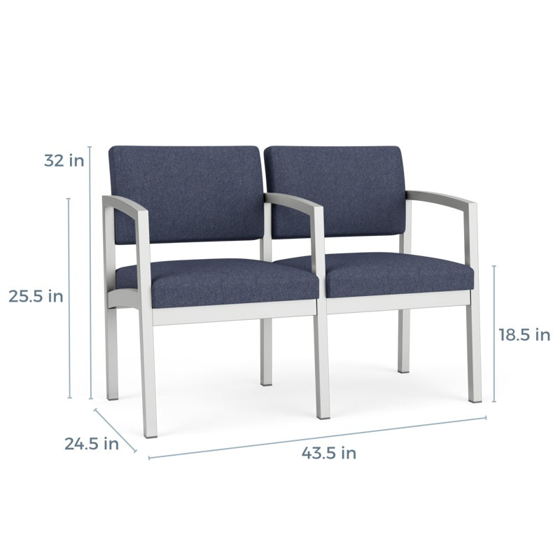 Lesro Lenox Steel Series 2 Seat Sofa w/Center Arm | LS2103