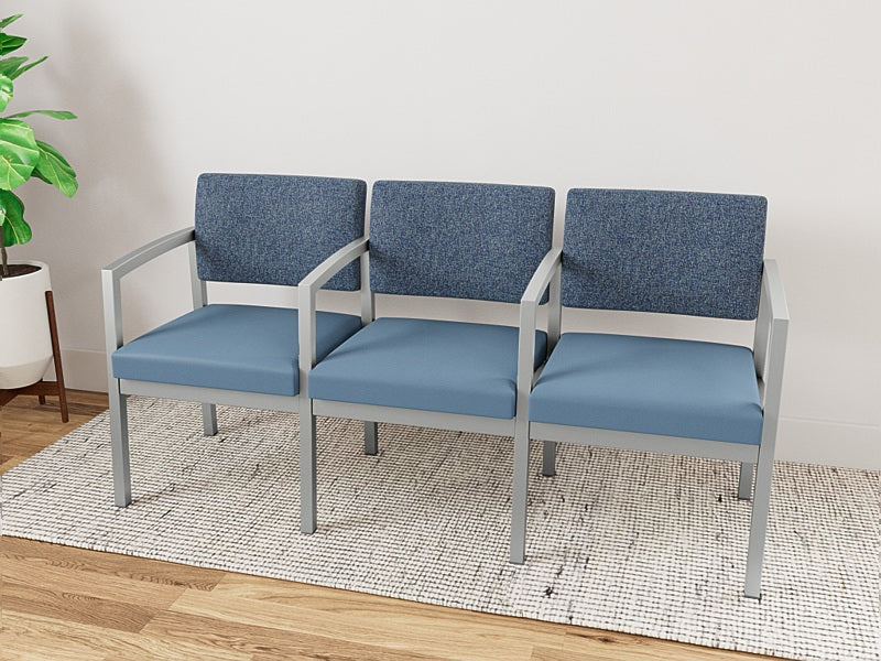 Lesro Lenox Steel Series 3 Seat Sofa w/Center Arms |  LS3103