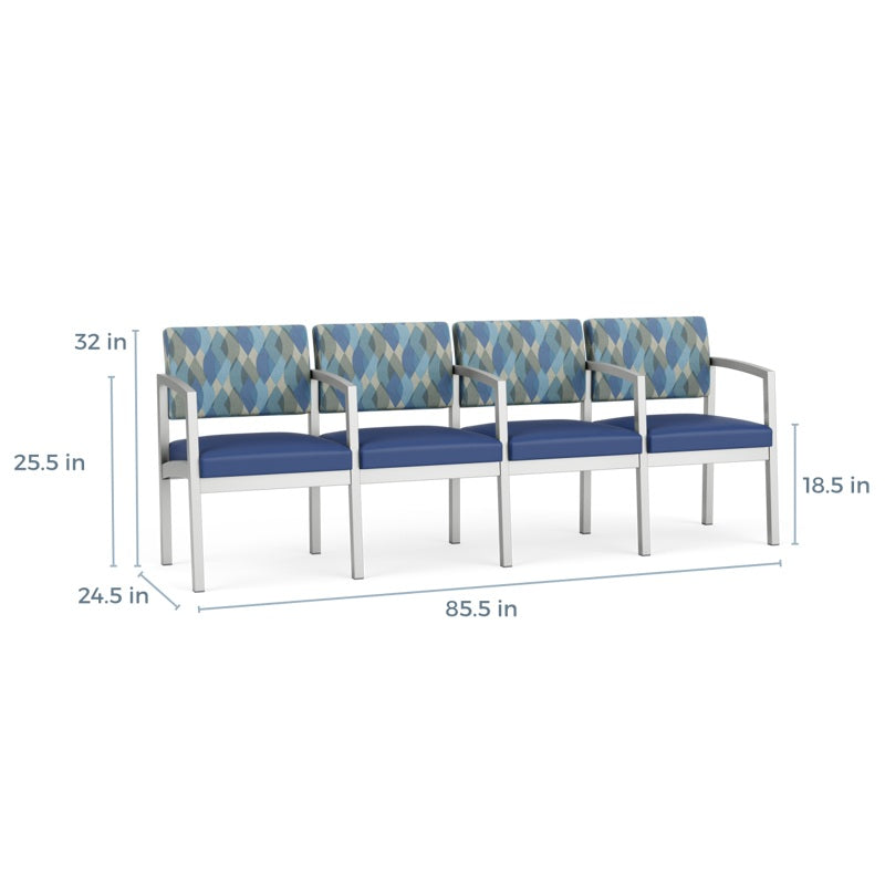 Lesro Lenox Steel Series 4 Seat Sofa w/Center Arms | LS4103
