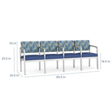 Lesro Lenox Steel Series 4 Seat Sofa w/Center Arms | LS4103