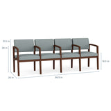 Lesro Lenox Series 4 Seat Sofa w/ Center Arms | LW4103
