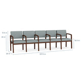 Lesro Lenox Series 5 Seat Sofa w/ Center Arms | LW5103