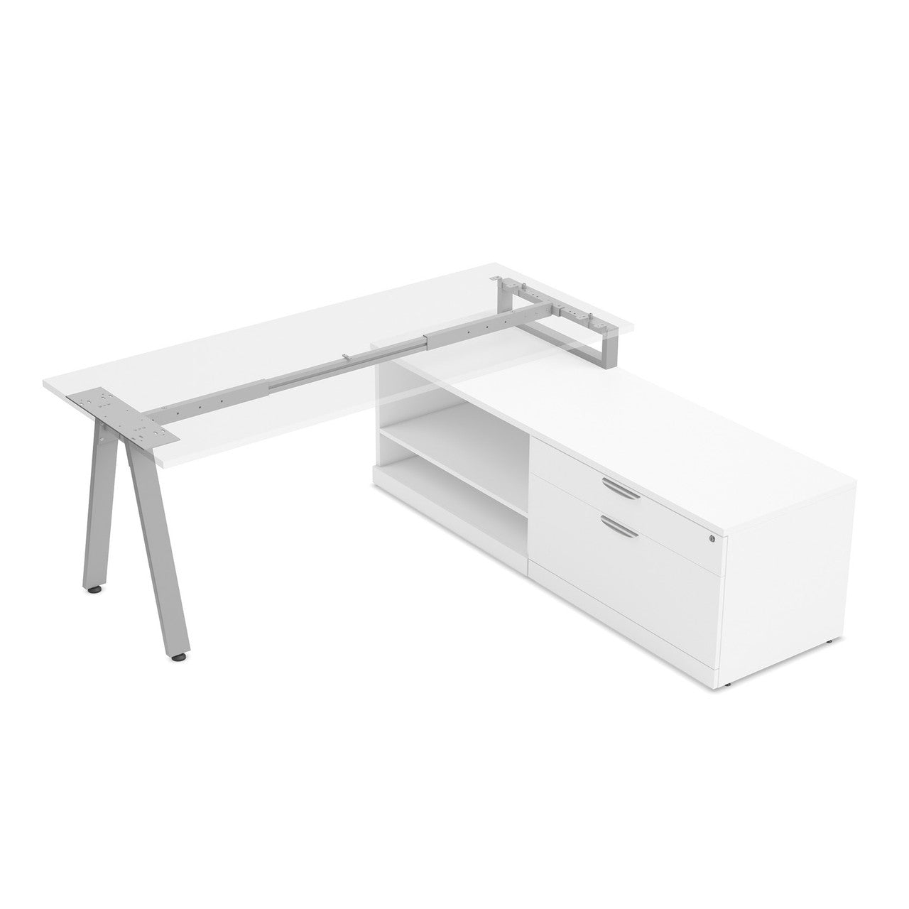 Variant 24"D L-Shaped Desk w/Desk Riser - Oblique Style | OSTYP333SI