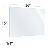 SafeGuard Barrier Clear Acrylic Screen with Rounded Edges - 36"W x 15"H | ACRV1536CCL