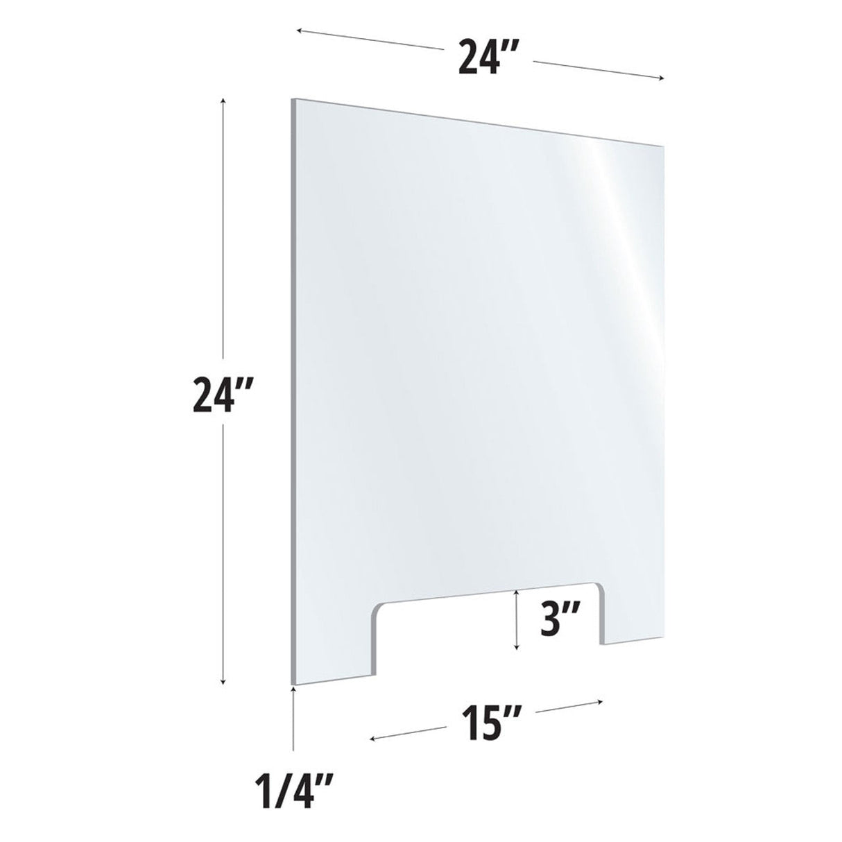 SafeGuard Barrier Clear Acrylic Screen with Transaction Cutout - 24"W x 24"H | ACRV2424CCOCL