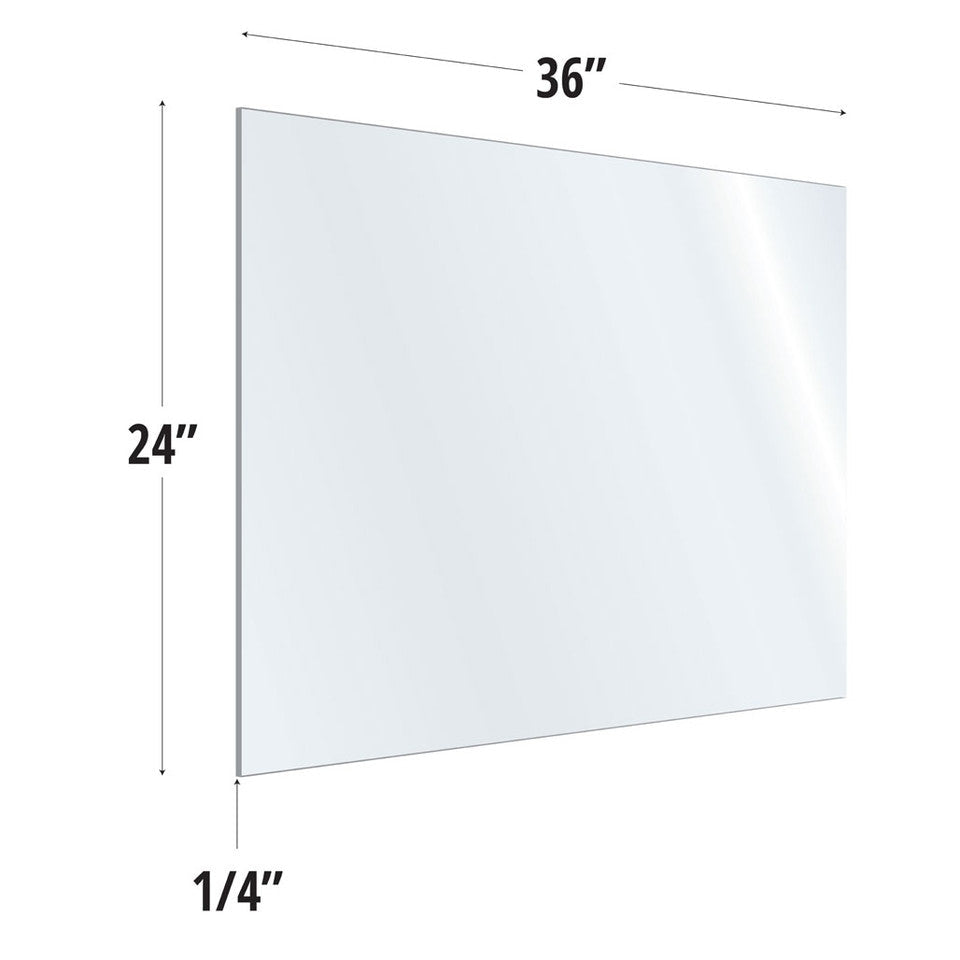 SafeGuard Barrier Clear Acrylic Screen with Square Edges - 36"W x 24"H | ACRV2436CCL