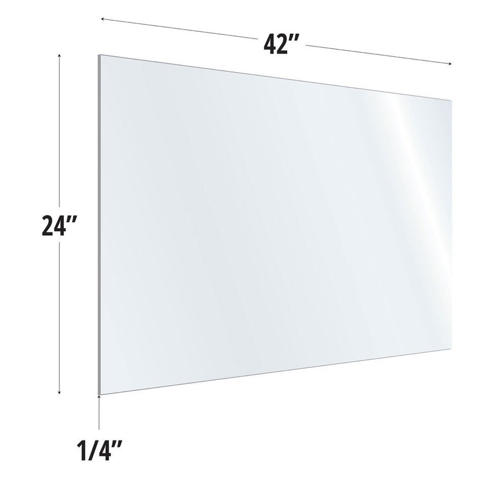 SafeGuard Barrier Clear Acrylic Screen with Square Edges - 42"W x 24"H | ACRV2442CCL