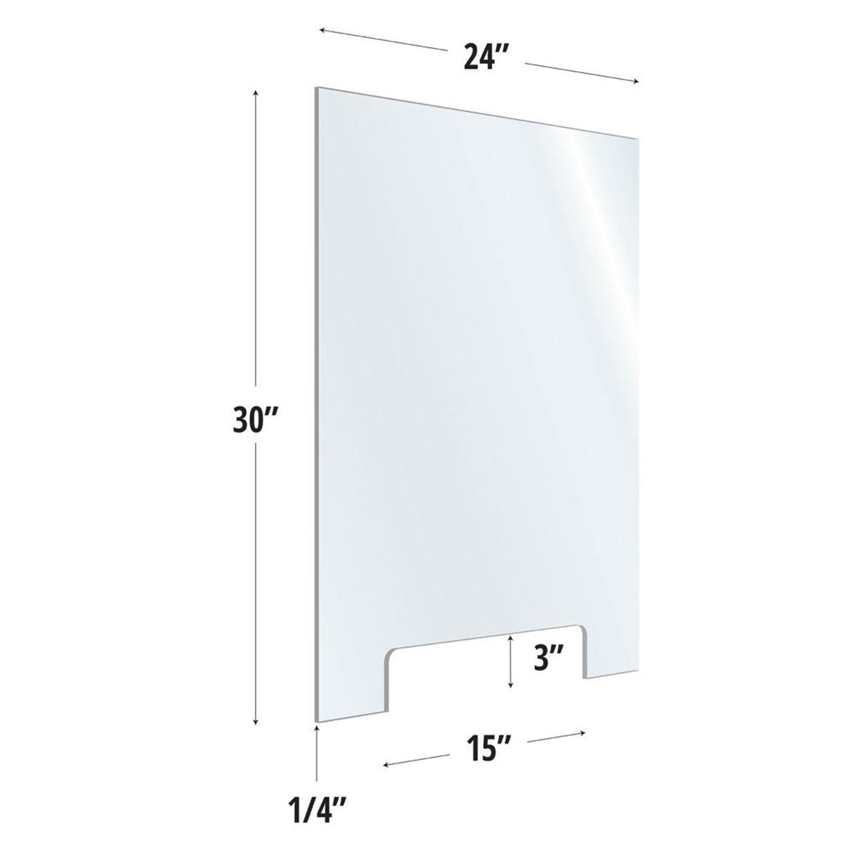 SafeGuard Barrier Clear Acrylic Screen with Transaction Cutout - 24"W x 30"H | ACRV3024CCOCL