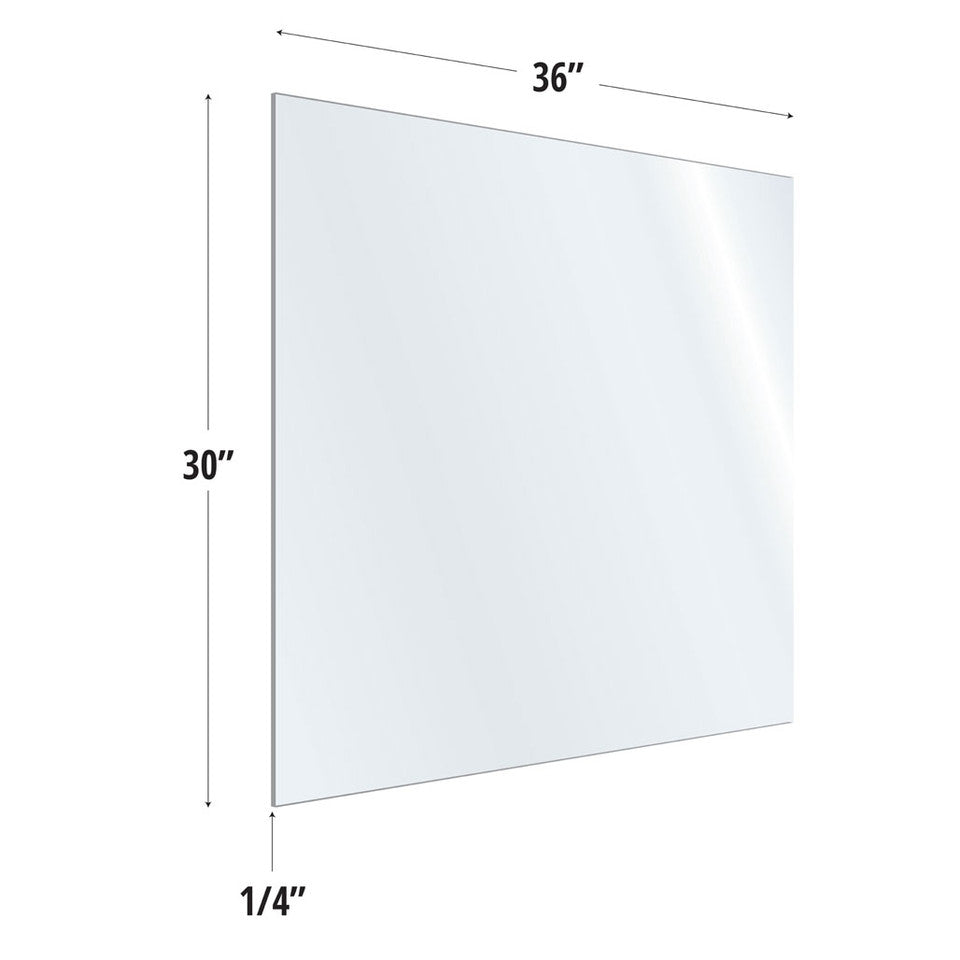 SafeGuard Barrier Clear Acrylic Screen with Square Edges - 36"W x 30"H