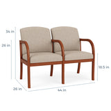 Lesro Weston 2 Seat Sofa w/ Center Arm | WS2103