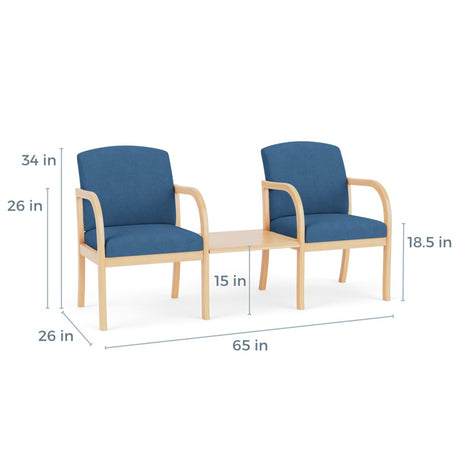 Lesro Weston 2 Chairs w/ Connecting Center Table | WS2201