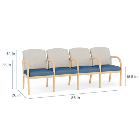 Lesro Weston 4 Seat Sofa w/ Center Arms | WS4103